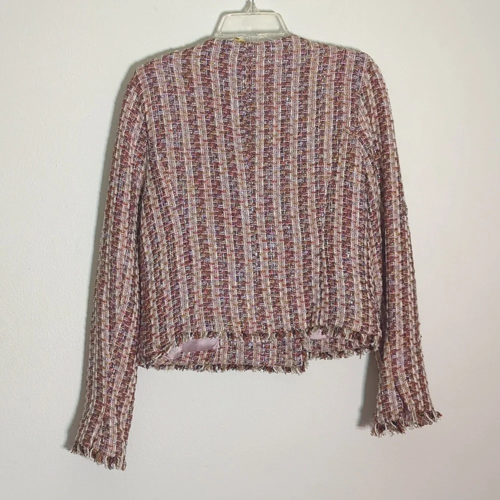 Ramy Brook Women's‎ Blazer Esther Tweed Glitter Metallic Double Breasted Small
